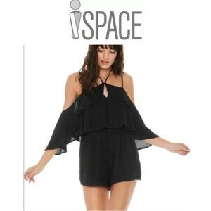 L*Space Women's Black Cold Shoulder Seaside Romper Size US Medium